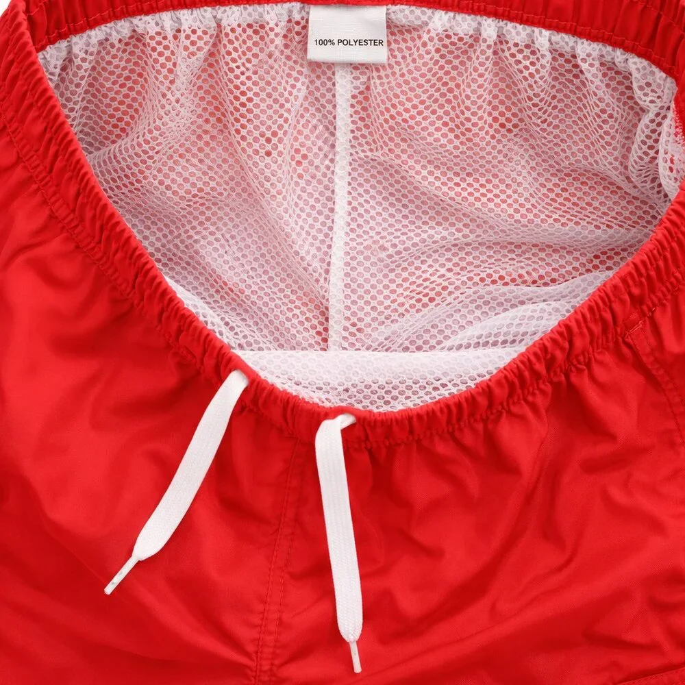 Men’s Red Swim Trunks Cargo Pocket Mesh Lined Quick Dry Beach Shorts, NEW - Picture 6 of 7